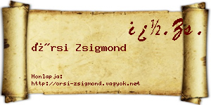 Örsi Zsigmond névjegykártya